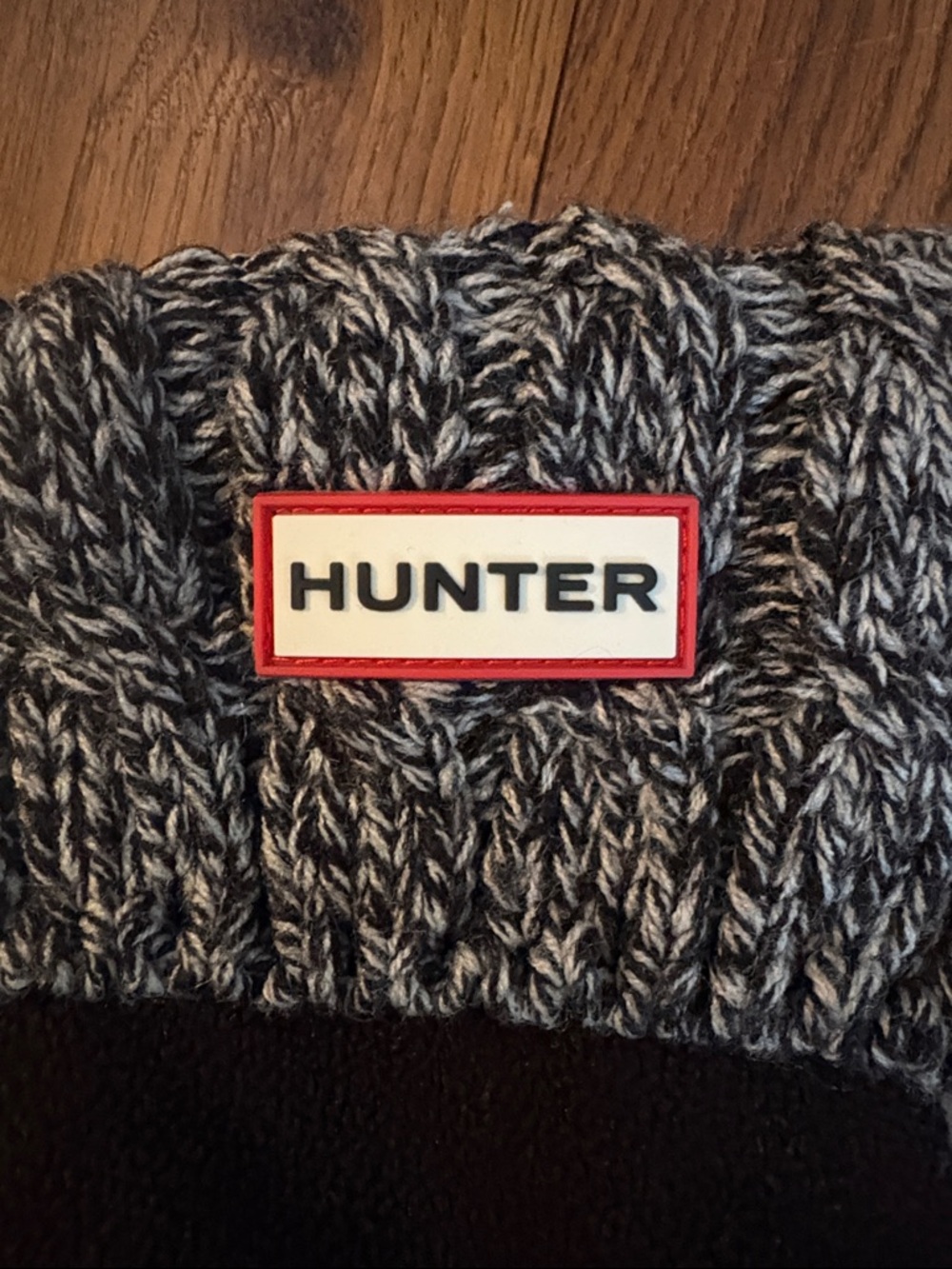 Hunter Black Fleece Boot Liner Socks with Gray Marled Cuffs - Picture 2 of 5